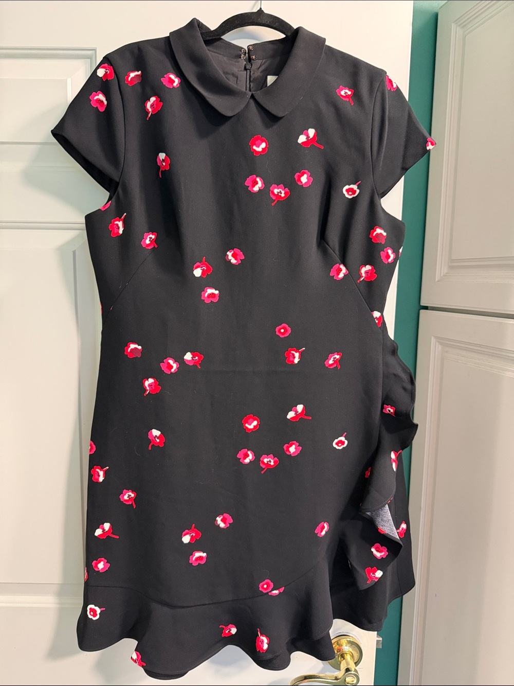 kate spade Black Dress with Red Pink Floral Print